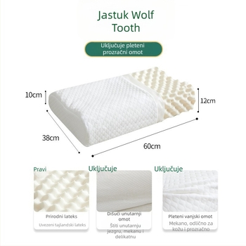 Lateks jastuk za vrat, pravokutnog oblika, pleteni jezgra, prirodni lateks >90%, prilagodba dostupna