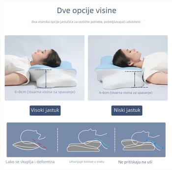 Jastuk za vrat od memorijske pjene, oblik leptira, ice silk tkanina, težina 0.5–1.0 kg