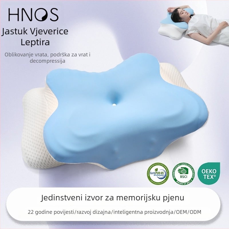 Jastuk za vrat od memorijske pjene, oblik leptira, ice silk tkanina, težina 0.5–1.0 kg