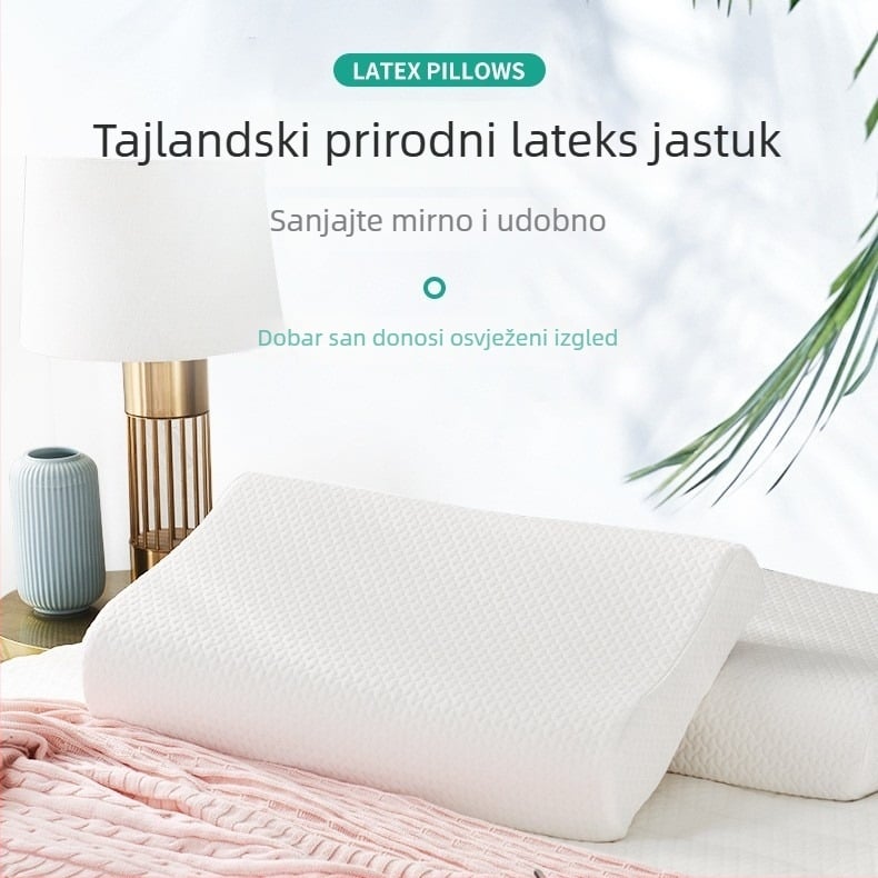 Latex jastuk — prirodni lateks, pravokutni oblik, jezgro od 100% pamuka, sadržaj lateksa iznad 90%, za odrasle