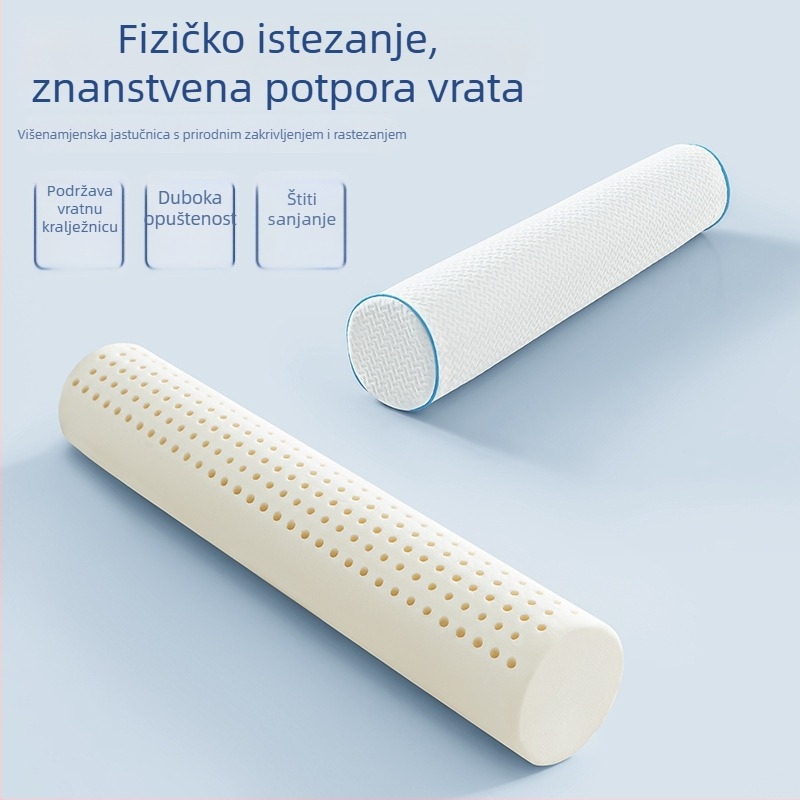 Pravokutni jastuk od prirodnog lateksa, 90% lateksa, visina 5–10 cm, pleteni materijal, podrška vratu