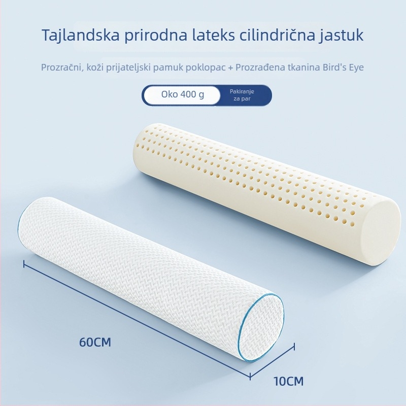 Pravokutni jastuk od prirodnog lateksa, 90% lateksa, visina 5–10 cm, pleteni materijal, podrška vratu