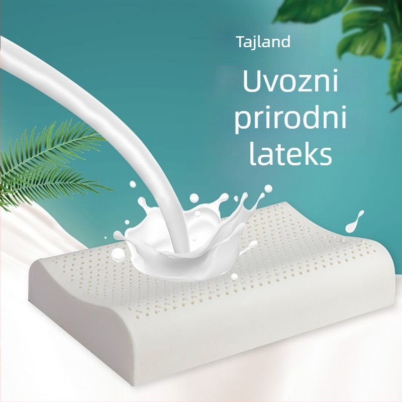 Jastuk za vrat od prirodnog lateksa, pravokutni cervikalni jastuk, sadržaj lateksa 80–90%, težina 1–2 jin, pogodan za djecu i odrasle