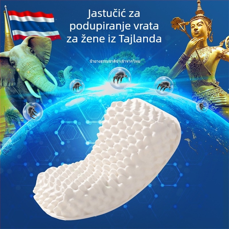 Jastuk za vrat od prirodnog lateksa, pravokutni cervikalni jastuk, sadržaj lateksa 80–90%, težina 1–2 jin, pogodan za djecu i odrasle