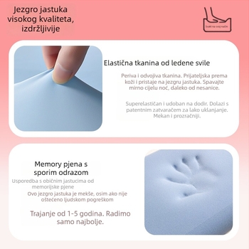 Jastuk za duboki san s memorijskom pjenom i podrškom za vratnu kralježnicu, pravokutni oblik, visina 5–10 cm, navlaka Ice Silk, za jednu osobu