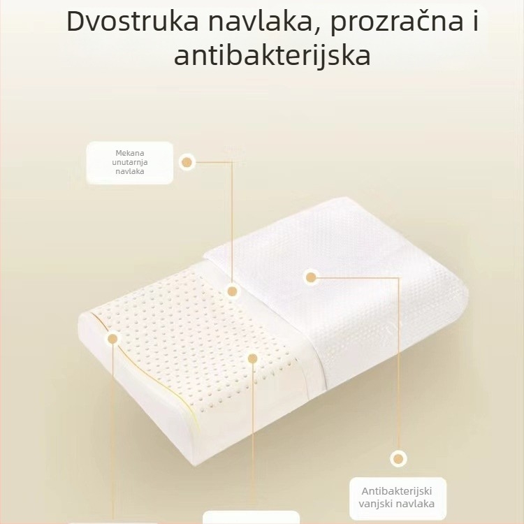Pravokutni latex jastuk za kućnu upotrebu – niskoprofilna potpora vrata, prirodni latex, sadržaj lateksa 90% i više, pleteni materijal, težina 1,0–1,5 kg