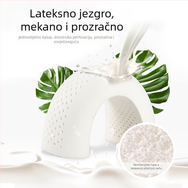Lateksna jastučnica za vratnu i lumbalnu kralježnicu, polukružnog oblika, navlaka od poliestera i pamuka, latex sadržaj 70–80%, za odrasle