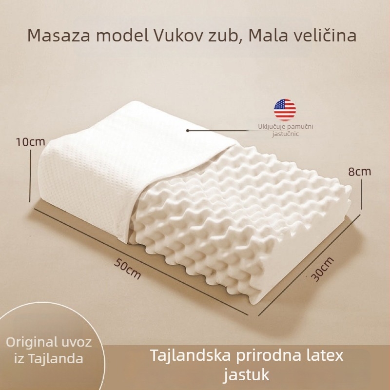 Dječji jastučić od prirodnog lateksa, pravokutnog oblika, pletena tkanina, sadržaj lateksa 90%+, težina 0.5–1.0 kg