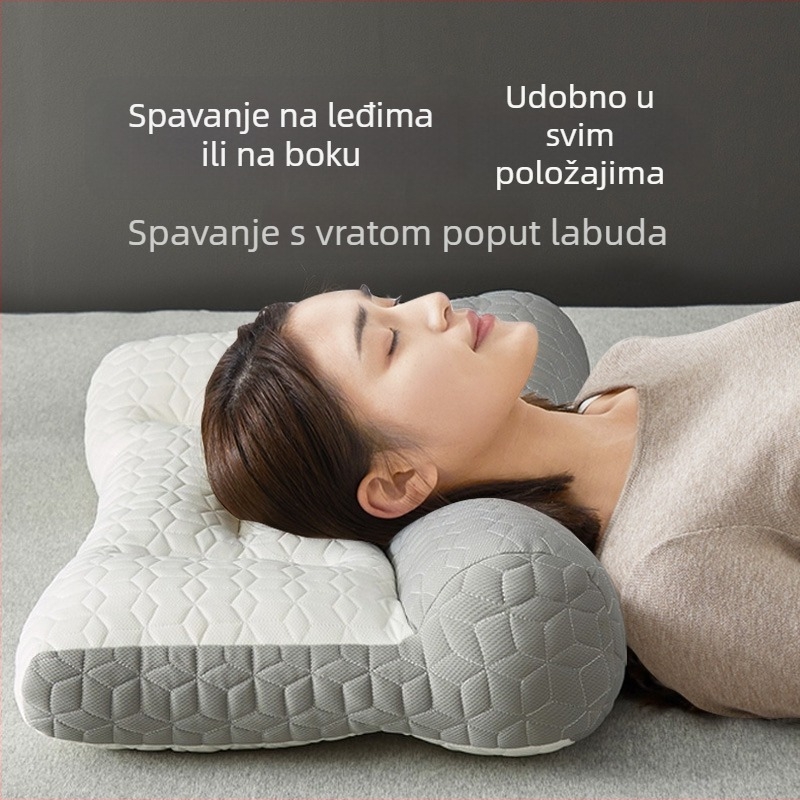 Lateksni trakcijski jastuk za potporu vratne kralježnice i sna, pravokutnog oblika, visina 1–5 cm, težina 1.1–1.5 kg, punilo 99% lateksa