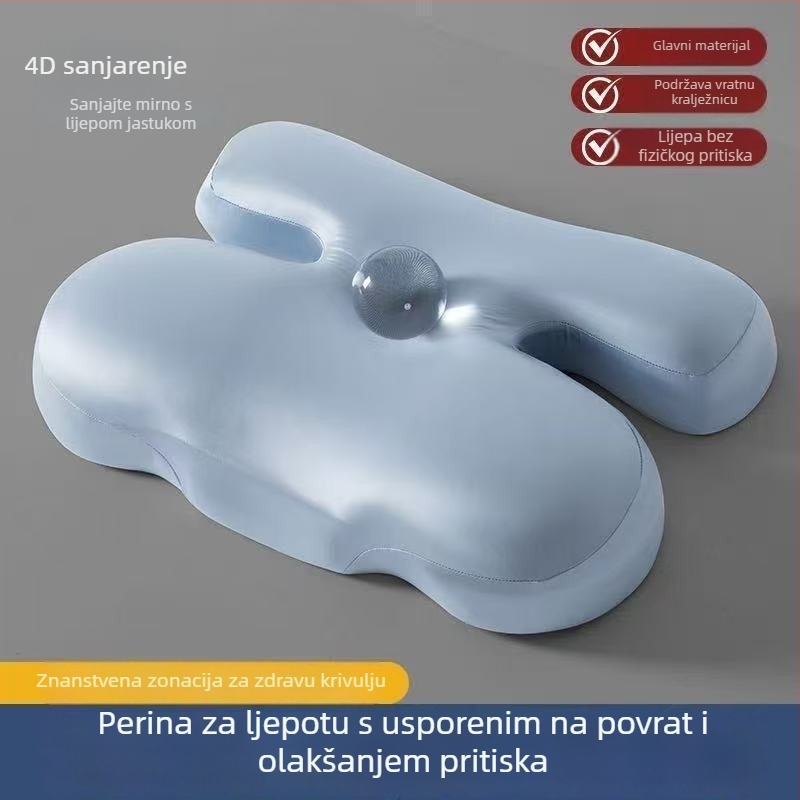 Jastuk od memorijske pjene, pravokutnog oblika, težina 0,5–1,0 kg, navlaka od poliestera s poluzlatnim sjajem, univerzalan za odrasle