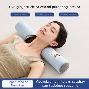 Cilindrična jastučnica od prirodnog lateksa za potporu vratnoj kralježnici s zakrivljenjem; navlaka od pamuka; sadržaj lateksa 90%+; težina 0,5–1,0 kg