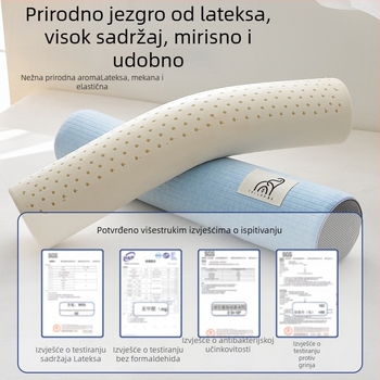 Cilindrična jastučnica od prirodnog lateksa za potporu vratnoj kralježnici s zakrivljenjem; navlaka od pamuka; sadržaj lateksa 90%+; težina 0,5–1,0 kg