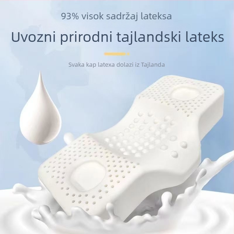 Lateks jastuk za potporu vratne kralježnice | prirodni lateks 90%+, navlaka od 100% pamuka, pogodan za djecu i odrasle, vrhunska kvaliteta