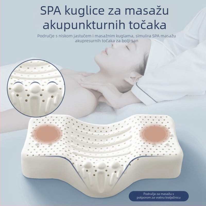Lateks jastuk za potporu vratne kralježnice | prirodni lateks 90%+, navlaka od 100% pamuka, pogodan za djecu i odrasle, vrhunska kvaliteta