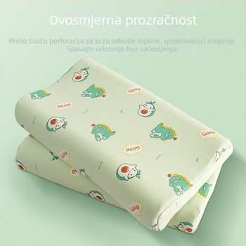Dječji jastuk od prirodnog lateksa, sadržaj lateksa 90%+, pravokutnog oblika, pamuk navlaka, težina 1,0–1,5 kg, pogodan za djecu i bebe