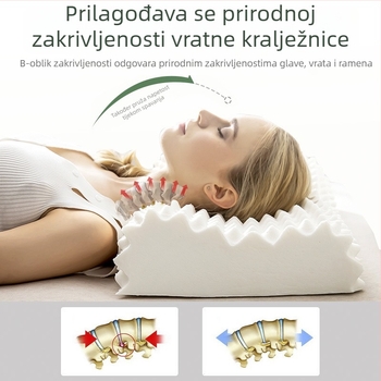 Lateks jastuk za podršku cervikalnog dijela kralježnice, vijugav oblik, 0,5–1,0 kg, prilagodljiv