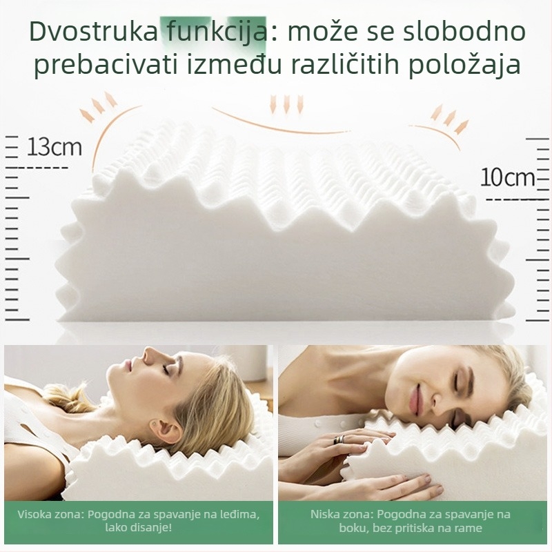 Lateks jastuk za podršku cervikalnog dijela kralježnice, vijugav oblik, 0,5–1,0 kg, prilagodljiv