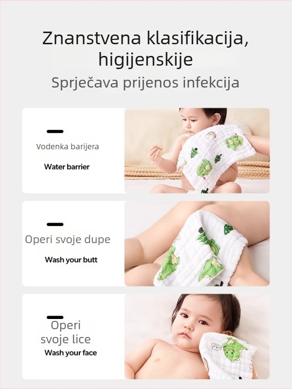 Slinavnik za bebe — 100% pamuk gaz, upijajući uzorak, 0–3 godine, unisex