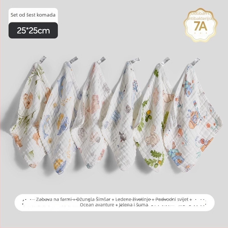 Slinavnik za bebe — 100% pamuk gaz, upijajući uzorak, 0–3 godine, unisex