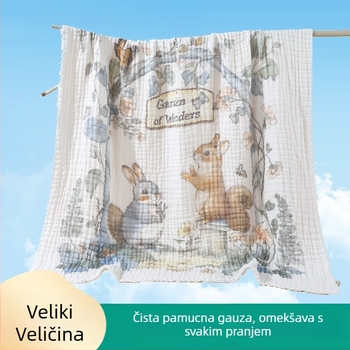 Dječji ručnik za kupanje, 100% pamuk, 6-slojna gaze, za novorođenčad, upijajući prekrivak, karikatura uzorak, brzo sušenje, 300–400 g