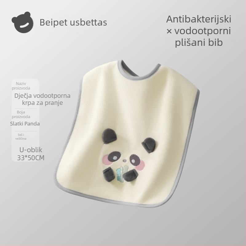 Dječji ručnik za pranje lica i četkanje zubi s vodootpornim prekrivačem (bibom), poliester vlakna, pogodan za djecu 0-6 godina, cijelu godinu