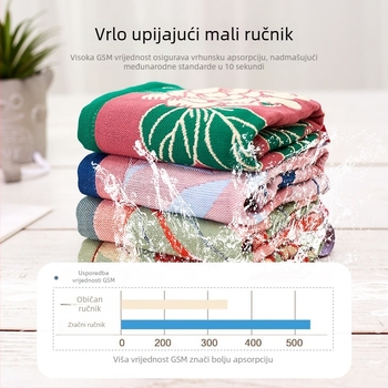 Pamuk gazasta krpa za lice, 32-count, bez dlačica, s kukom za vješanje, 50 g, apsorpcija 0–5 s, za djecu