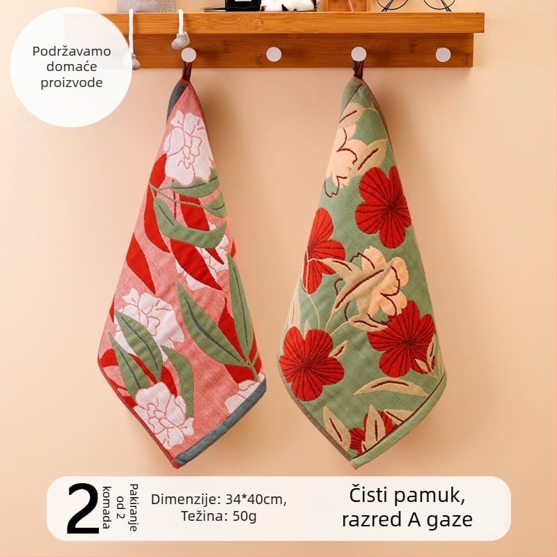 Pamuk gazasta krpa za lice, 32-count, bez dlačica, s kukom za vješanje, 50 g, apsorpcija 0–5 s, za djecu