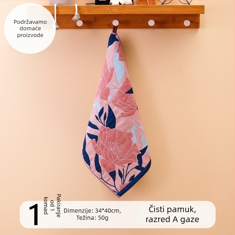 Pamuk gazasta krpa za lice, 32-count, bez dlačica, s kukom za vješanje, 50 g, apsorpcija 0–5 s, za djecu