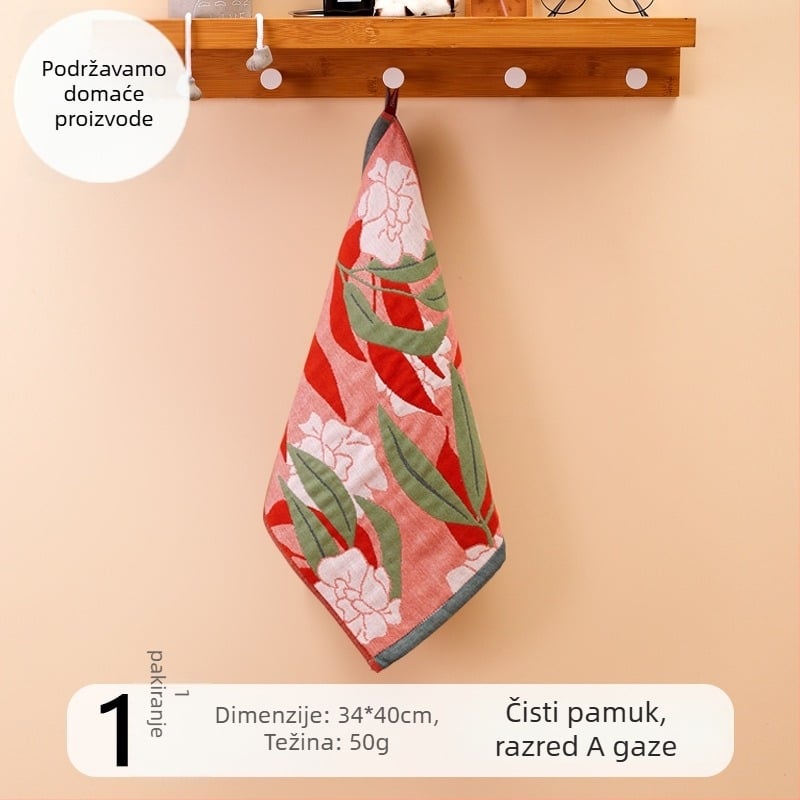 Pamuk gazasta krpa za lice, 32-count, bez dlačica, s kukom za vješanje, 50 g, apsorpcija 0–5 s, za djecu