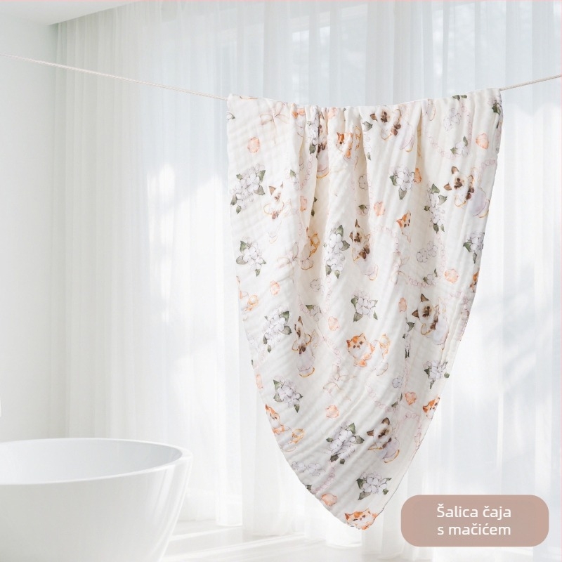 Dječji ručnik od gaze s karikaturnim uzorkom – sve sezone, 300–400 g, 40 vlakana, otisak