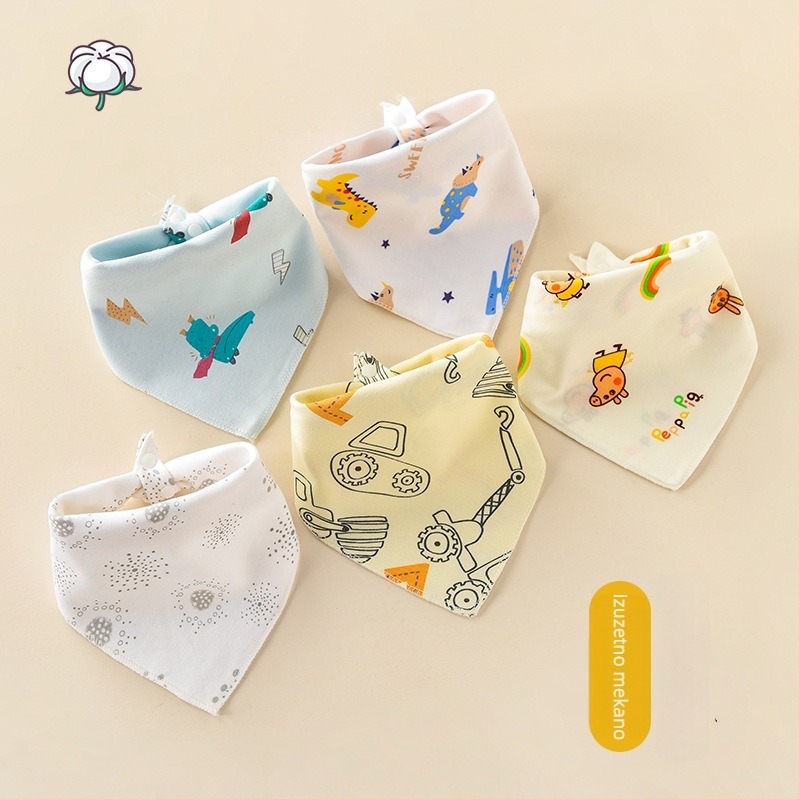 Novorođenački trokutasti bebinski pregačica s kopčom, dvostruki sloj, crtani uzorak, 0-1 godina