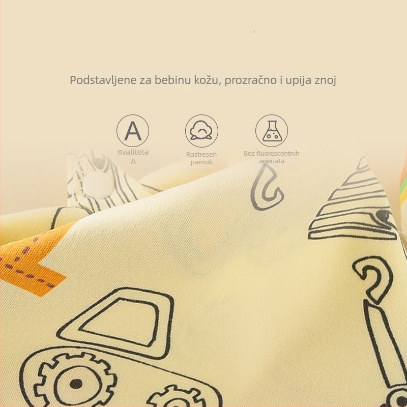 Novorođenački trokutasti bebinski pregačica s kopčom, dvostruki sloj, crtani uzorak, 0-1 godina