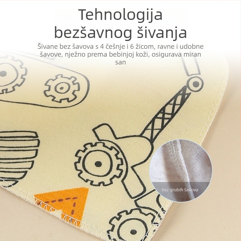 Novorođenački trokutasti bebinski pregačica s kopčom, dvostruki sloj, crtani uzorak, 0-1 godina