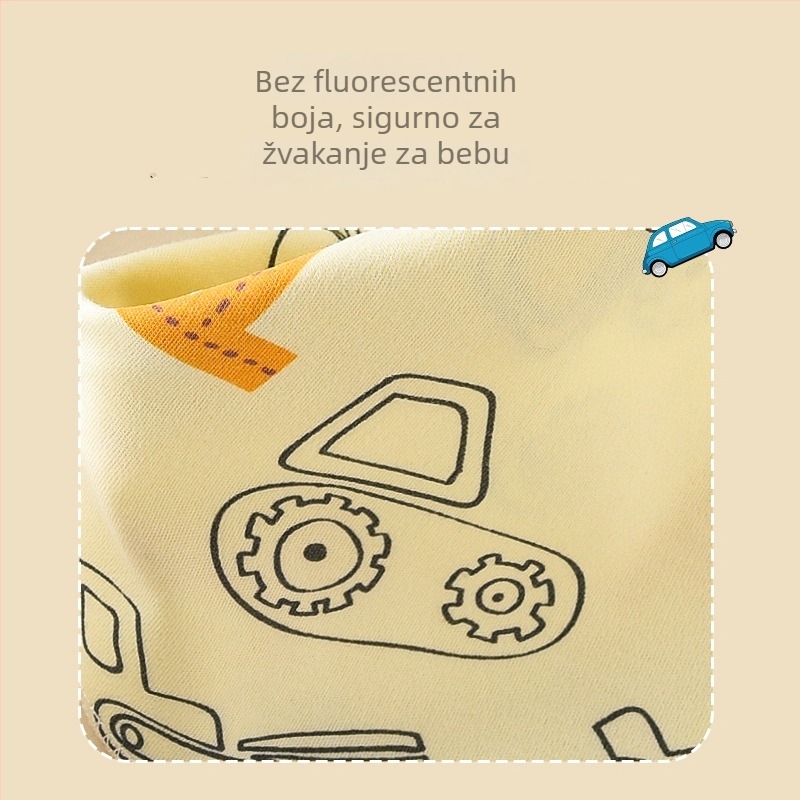 Novorođenački trokutasti bebinski pregačica s kopčom, dvostruki sloj, crtani uzorak, 0-1 godina