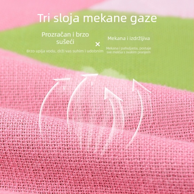 Bebin trostruki gazirani ručnik za kupanje, 50% pamuk / 50% viskoza, 32 niti, šav, 200–300 g