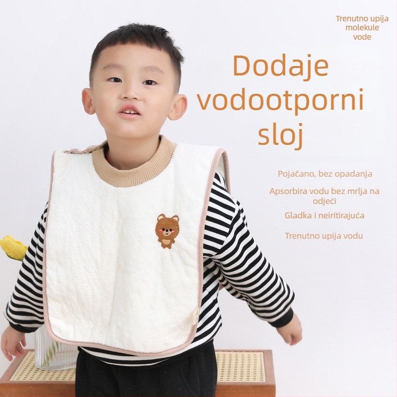 Dječji vodootporni ručnik za lice i jelo — coral fleece, izšivanje i šivanje, uzrast 2–8 godina