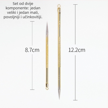 Profesionalna igla za uklanjanje crnih točkica i akni od nehrđajućeg čelika – set od 2 komada (duge i kratke)