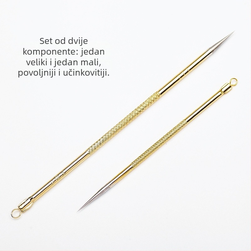 Profesionalna igla za uklanjanje crnih točkica i akni od nehrđajućeg čelika – set od 2 komada (duge i kratke)
