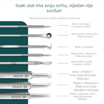 Set alata za ekstrakciju akni od nehrđajućeg čelika, za opću upotrebu