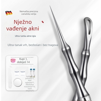Set alata za akne i uklanjanje crnih točaka, izuzetno oštar vrh No. 5, nehrđajući čelik