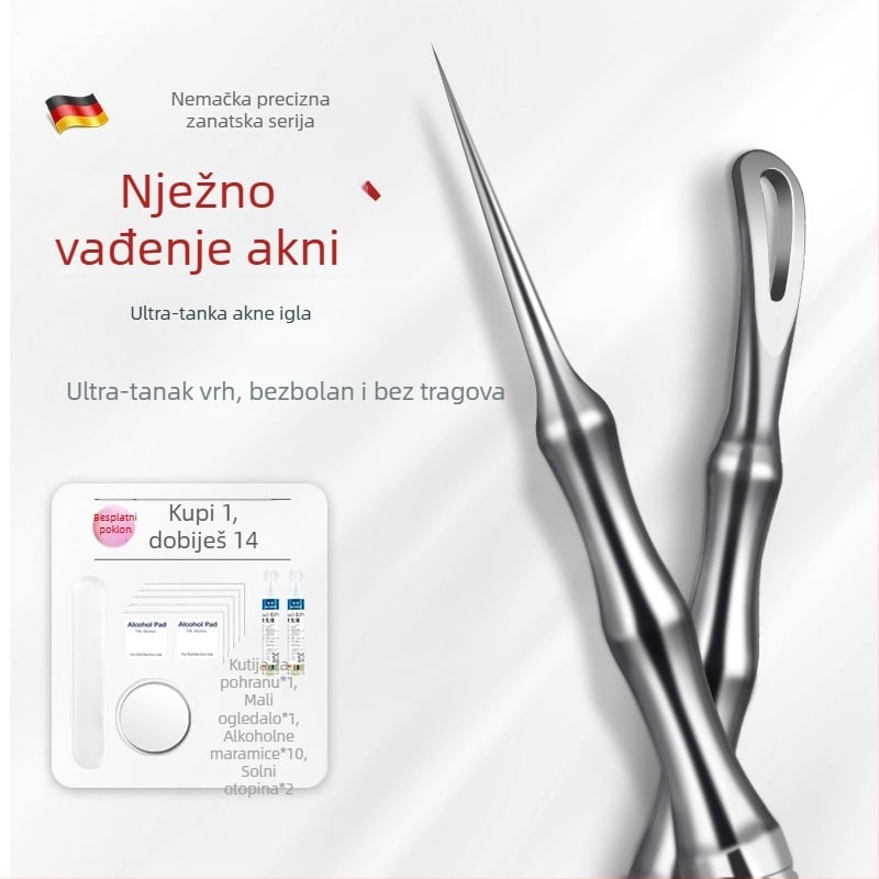 Set alata za akne i uklanjanje crnih točaka, izuzetno oštar vrh No. 5, nehrđajući čelik