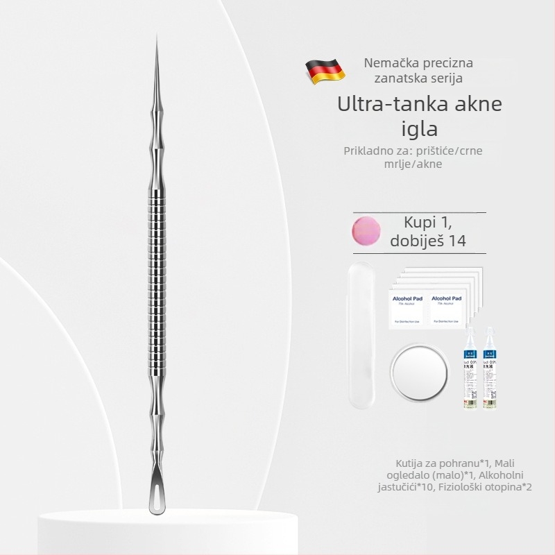 Set alata za akne i uklanjanje crnih točaka, izuzetno oštar vrh No. 5, nehrđajući čelik
