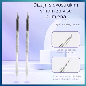 Igle za akne s zakrivljenim kukama – nehrđajući čelik, alat za vađenje crnih točkica