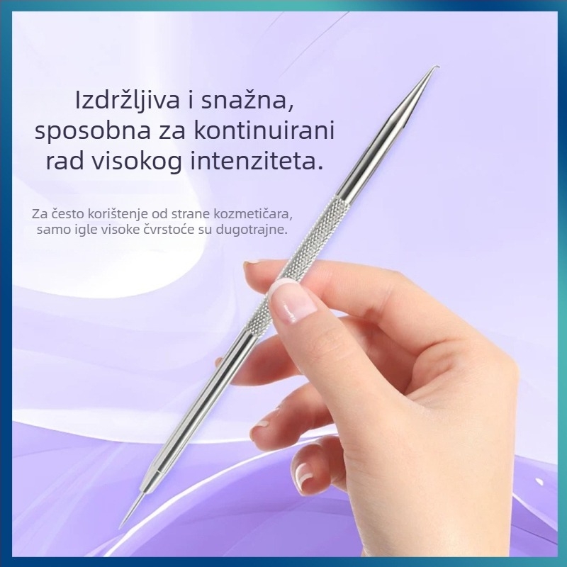 Igle za akne s zakrivljenim kukama – nehrđajući čelik, alat za vađenje crnih točkica