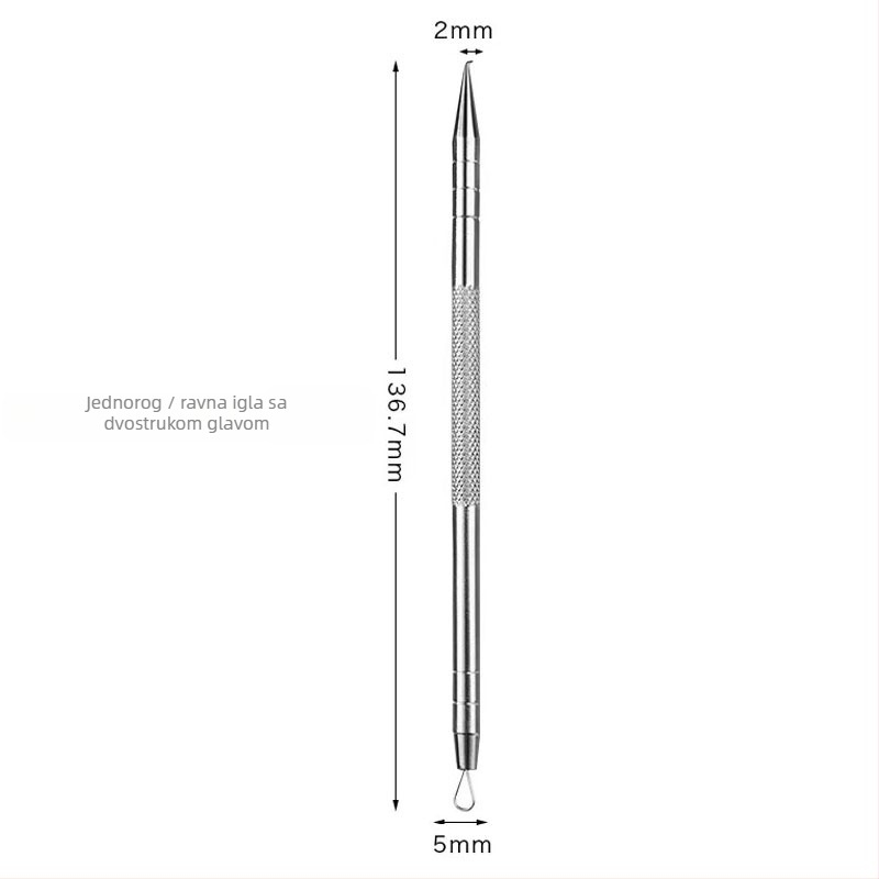 Igle za akne s zakrivljenim kukama – nehrđajući čelik, alat za vađenje crnih točkica