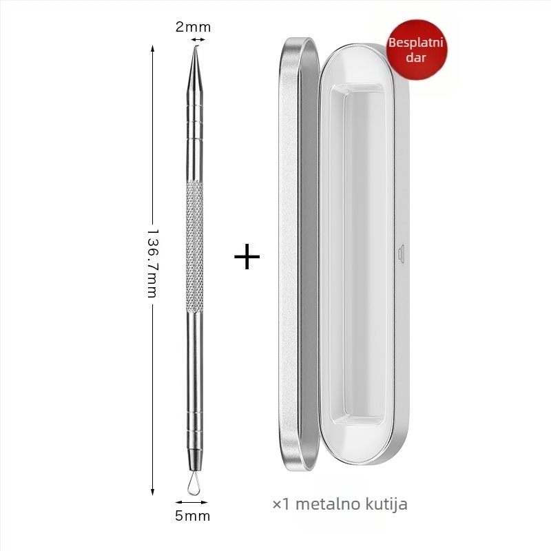 Igle za akne s zakrivljenim kukama – nehrđajući čelik, alat za vađenje crnih točkica