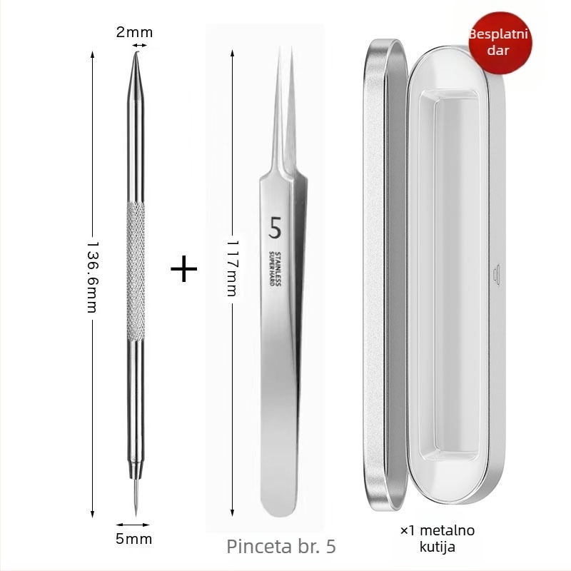 Igle za akne s zakrivljenim kukama – nehrđajući čelik, alat za vađenje crnih točkica