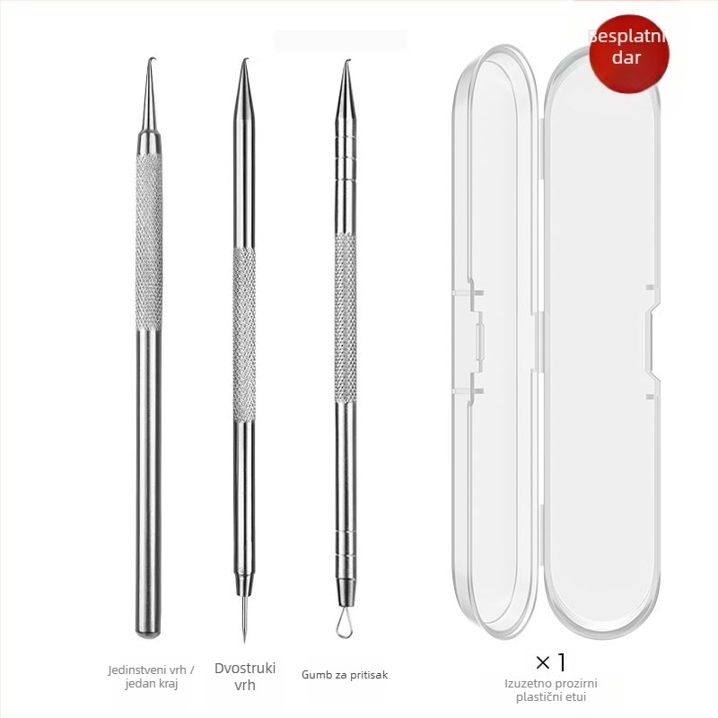 Igle za akne s zakrivljenim kukama – nehrđajući čelik, alat za vađenje crnih točkica