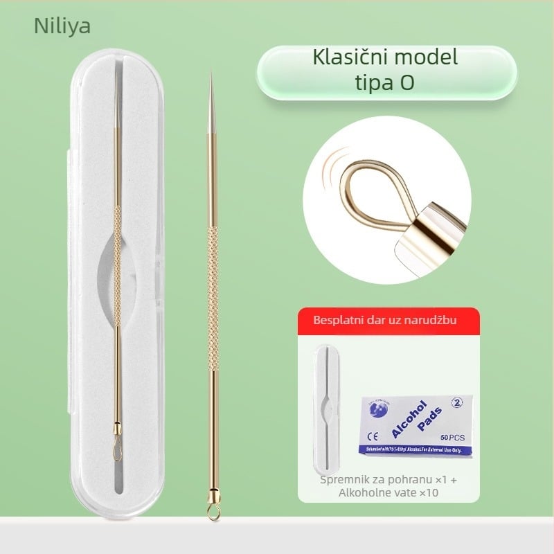 Profesionalni set alata za akne s ultra oštrim tankim iglama i izvlačivačem crnih točaka, nehrđajući čelik – Nilia