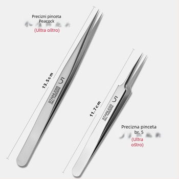 Set alata za ekstrakciju prištića – nehrđajući čelik, ultra oštri vrhovi, uklanjanje komedona, Daisy marka, rok trajanja 2 godine